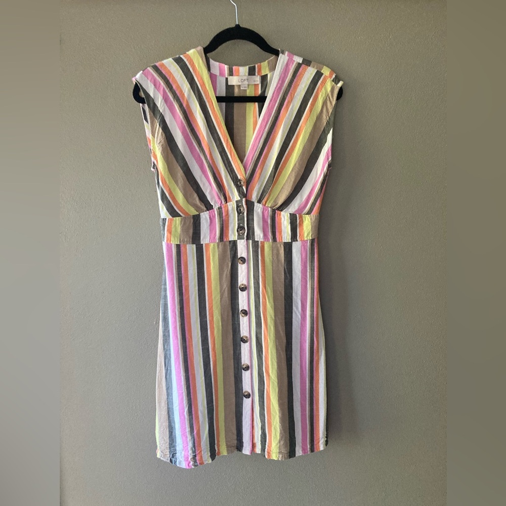 LOFT Multicolor Striped Dress - Size 4 Petite